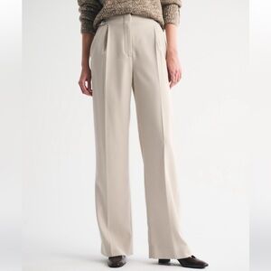 Abercrombie & Fitch Cream Wide-Leg Trousers